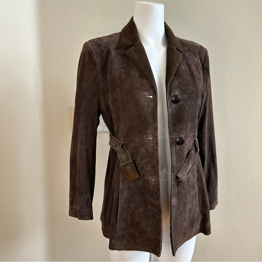 Versace Jeans Couture Brown Suede Belted Jacket 2 Leather 28/42 Small Vintage